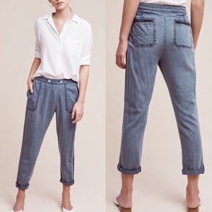 Anthropologie Bradley Chambray Trousers by Hei Hei